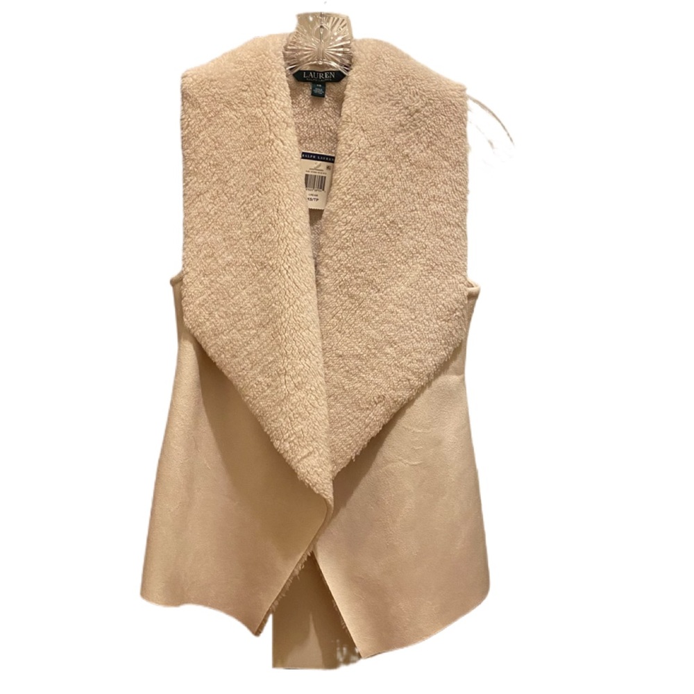 Lauren Ralph Lauren Women’s Faux Shearling Suede Vest in Ivory XS